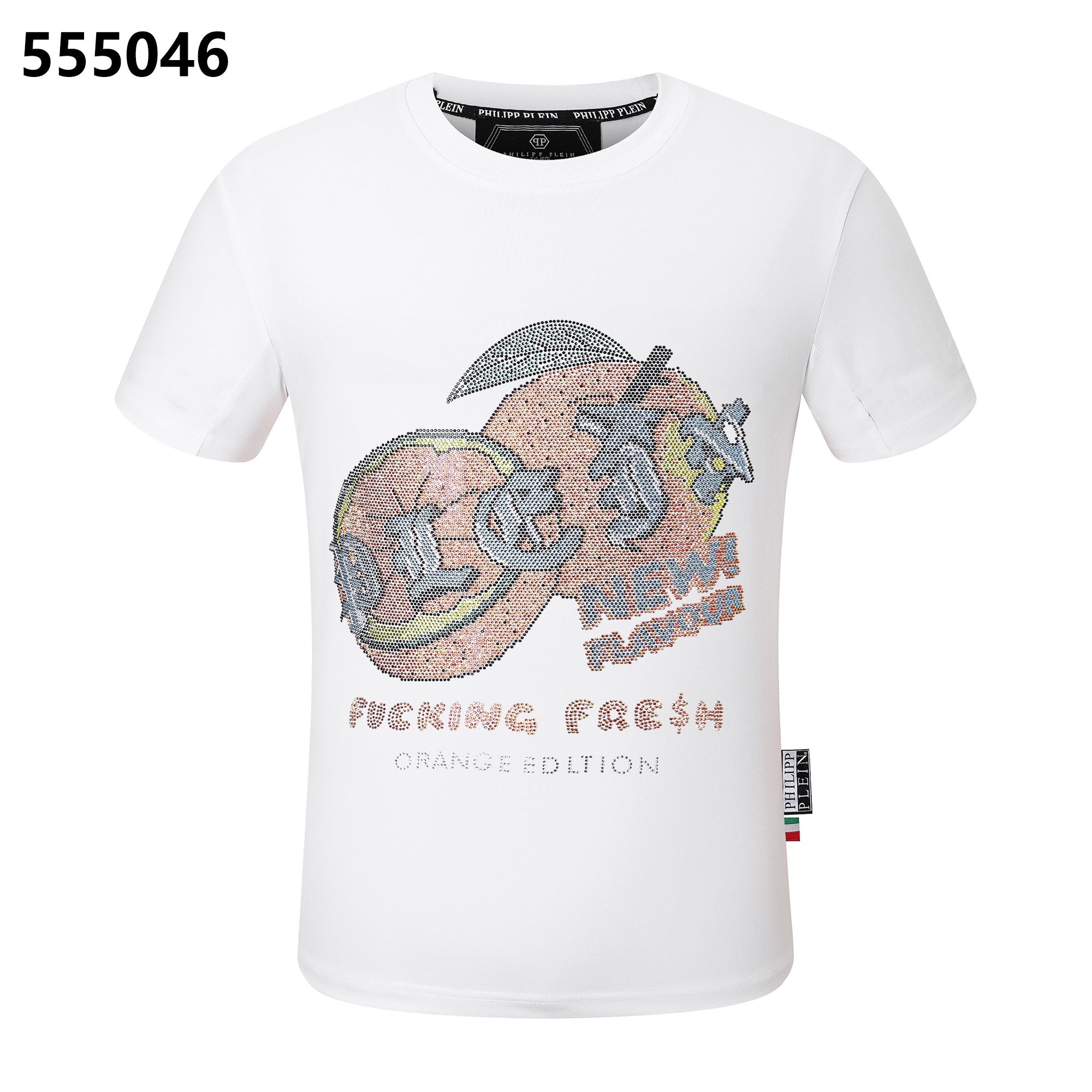 PHILIPP PLEIN オレンジプリント ラウンドネックTシャツ