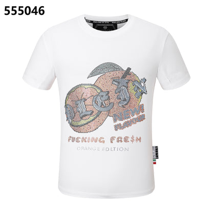 PHILIPP PLEIN Round-Neck T-Shirt with Orange Print