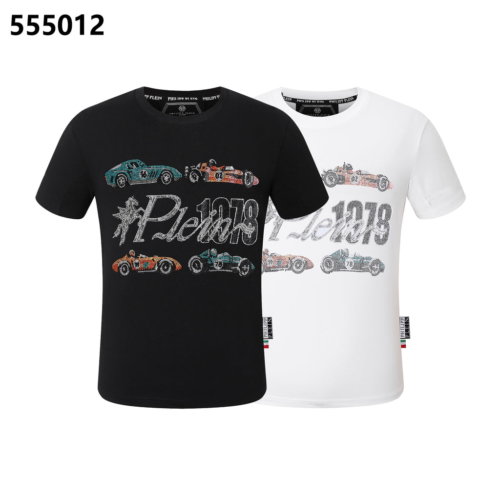 PHILIPP PLEIN レーシングプリント入りクルーネックTシャツ