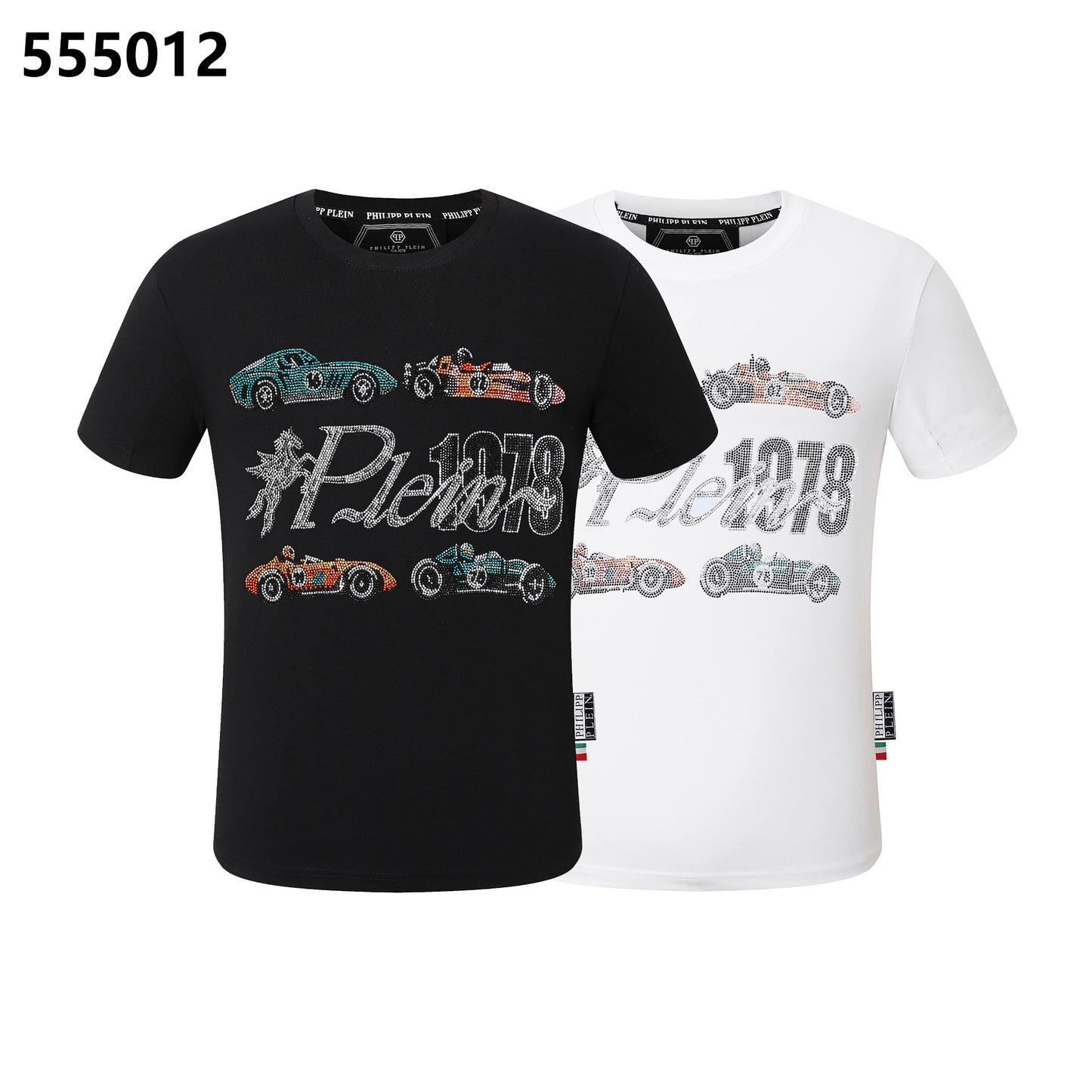PHILIPP PLEIN Rundhals-T-Shirt mit Racing-Print