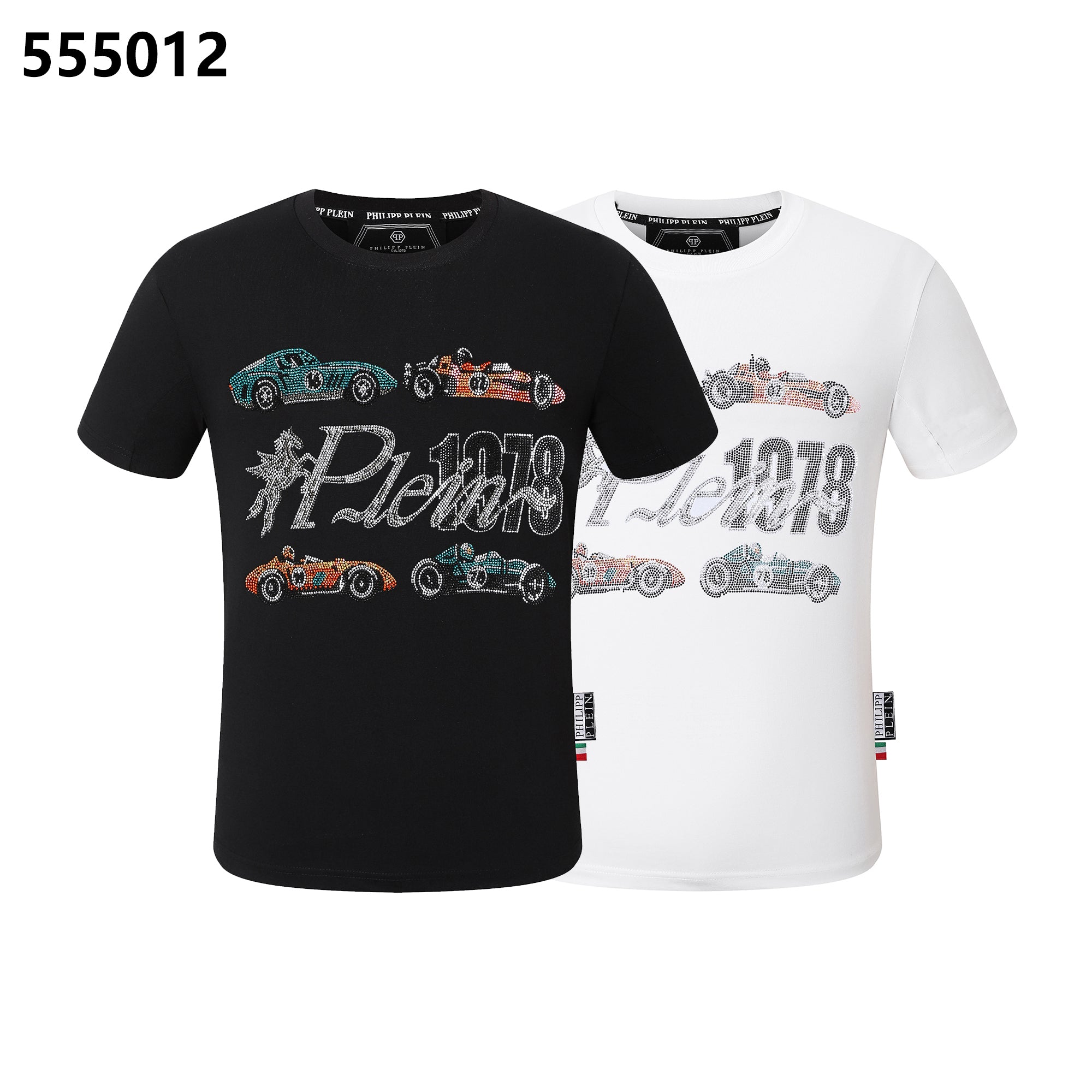PHILIPP PLEIN レーシングプリント入りクルーネックTシャツ
