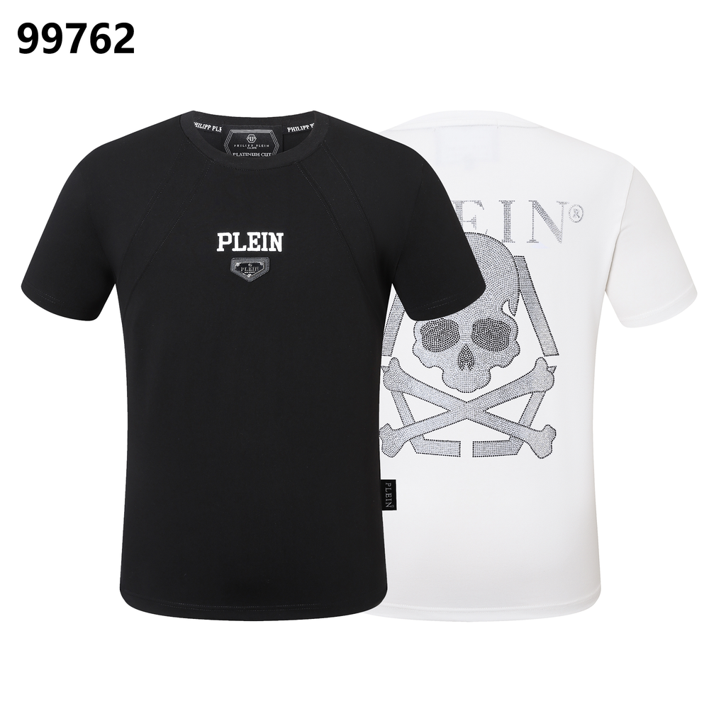 PHILIPP PLEIN スカルプリント ラインストーン装飾 クルーネック Tシャツ