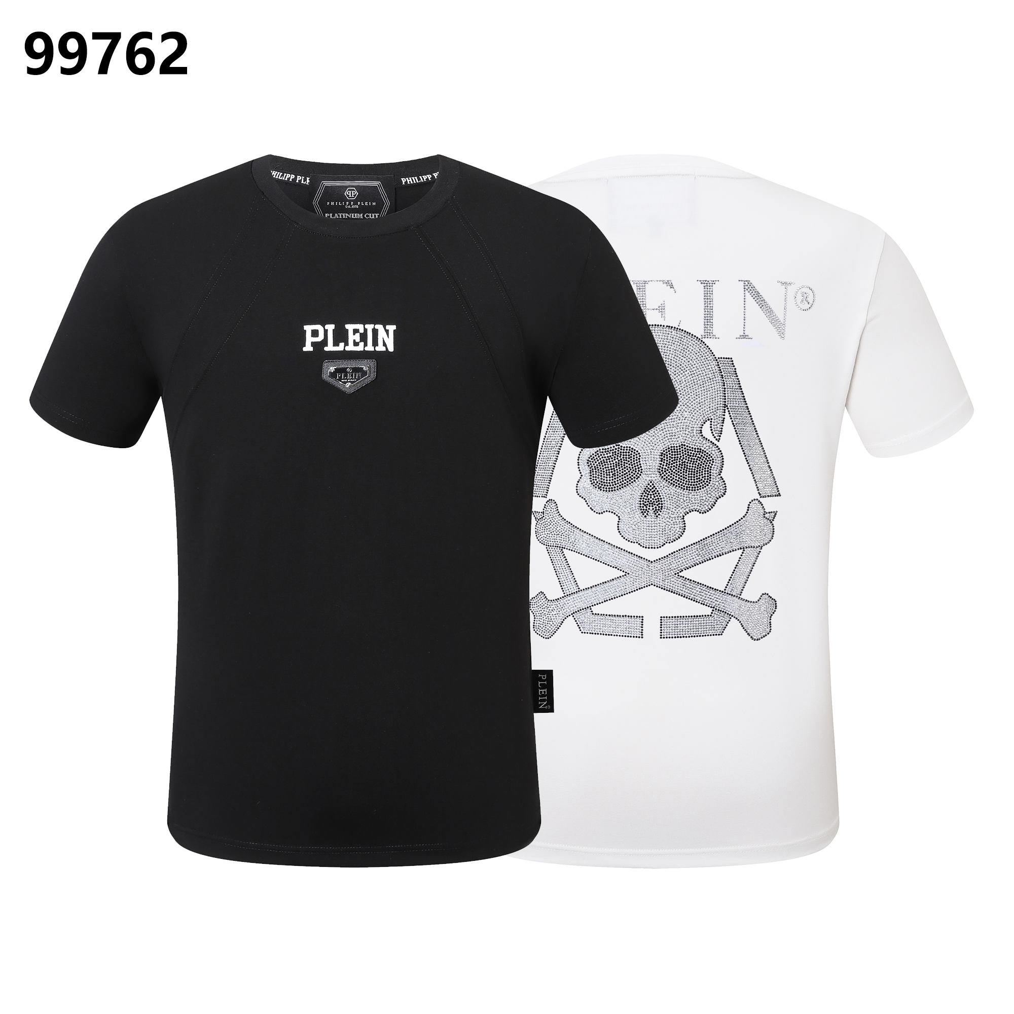 PHILIPP PLEIN スカルプリント ラインストーン装飾 クルーネック Tシャツ
