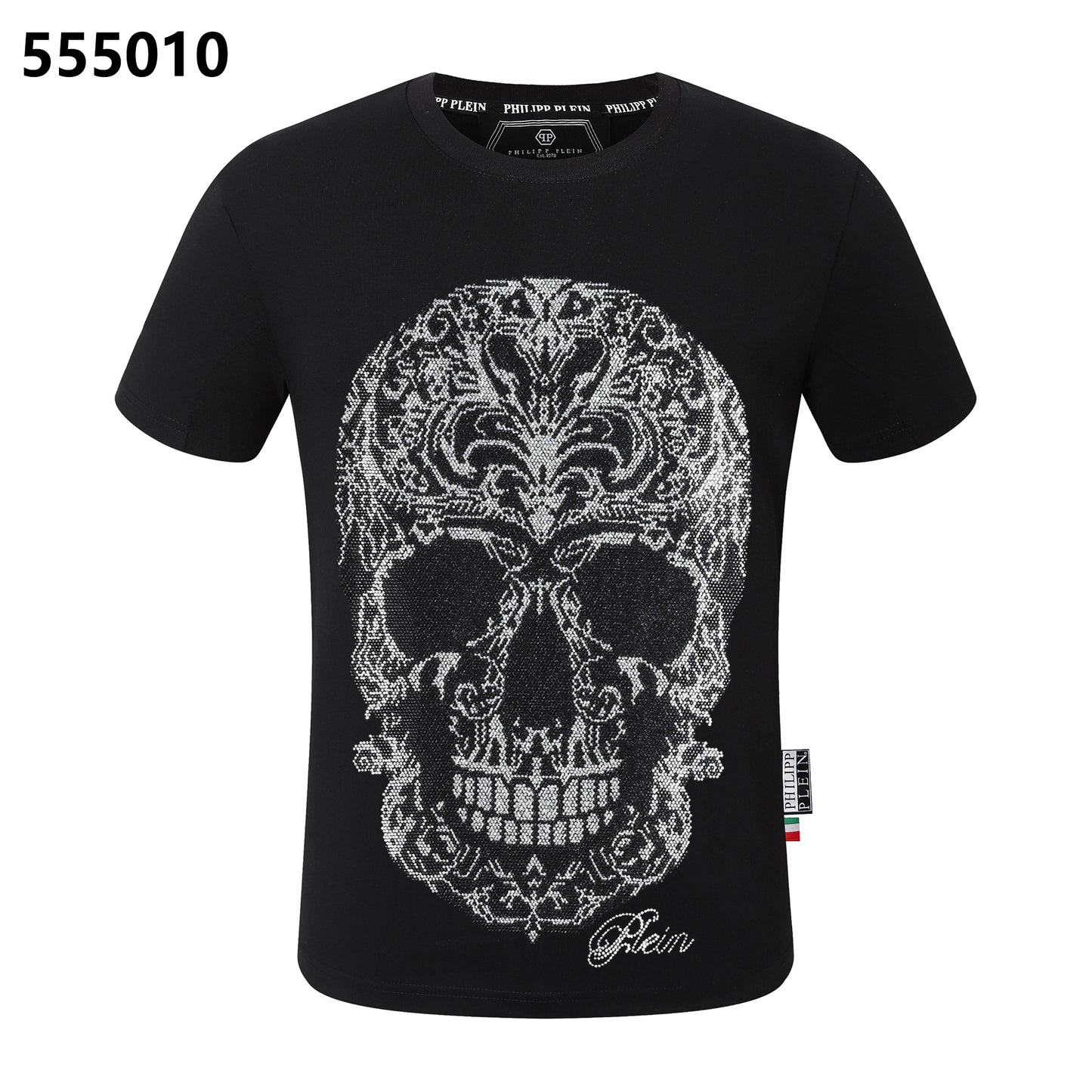 PHILIPP PLEIN T-Shirt mit Rundhalsausschnitt und Totenkopf-Print