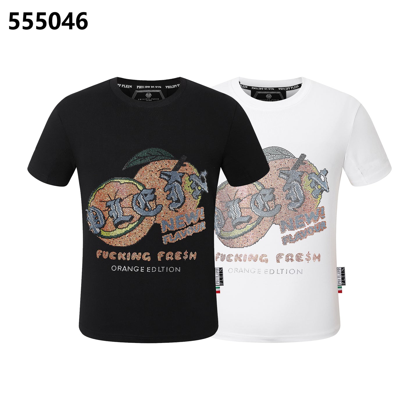 PHILIPP PLEIN Round-Neck T-Shirt with Orange Print