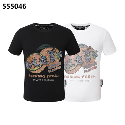 PHILIPP PLEIN Round-Neck T-Shirt with Orange Print