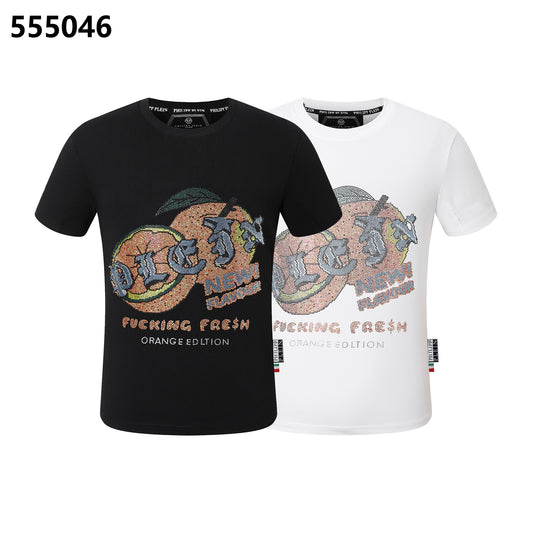 PHILIPP PLEIN Round-Neck T-Shirt with Orange Print
