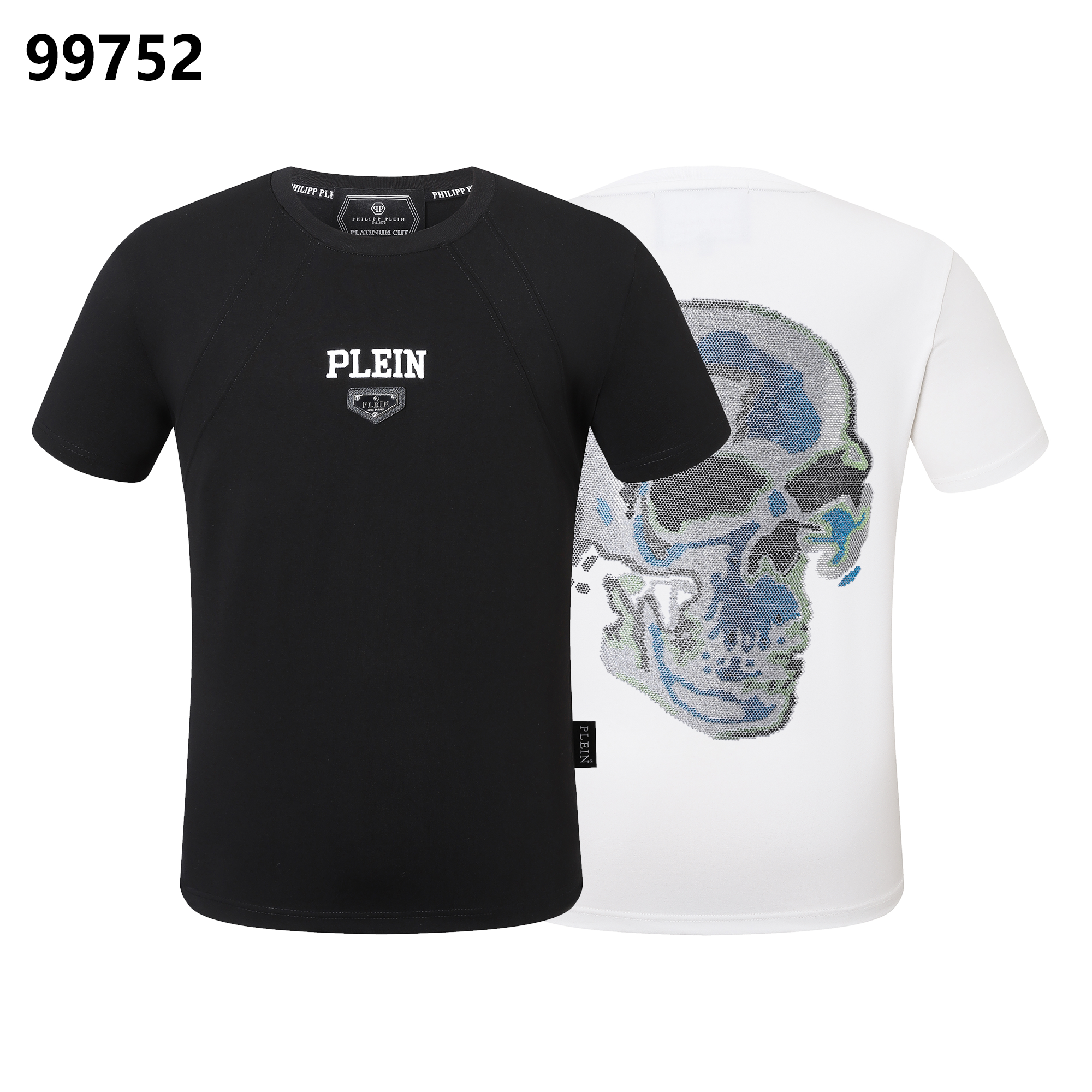 PHILIPP PLEIN スカルプリント ラインストーン装飾 クルーネック Tシャツ