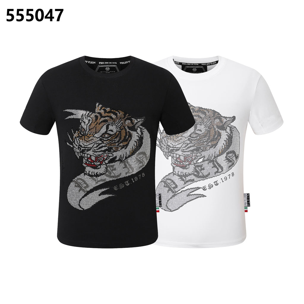 PHILIPP PLEIN タイガーヘッドデザイン ラウンドネックTシャツ