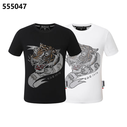 PHILIPP PLEIN Rundhals-T-Shirt mit Tigerkopf-Design