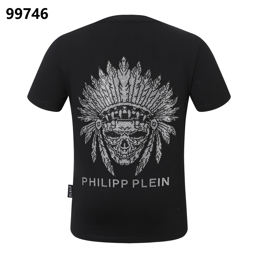 PHILIPP PLEIN 그라데이션 프린트 스컬 크루넥 티셔츠