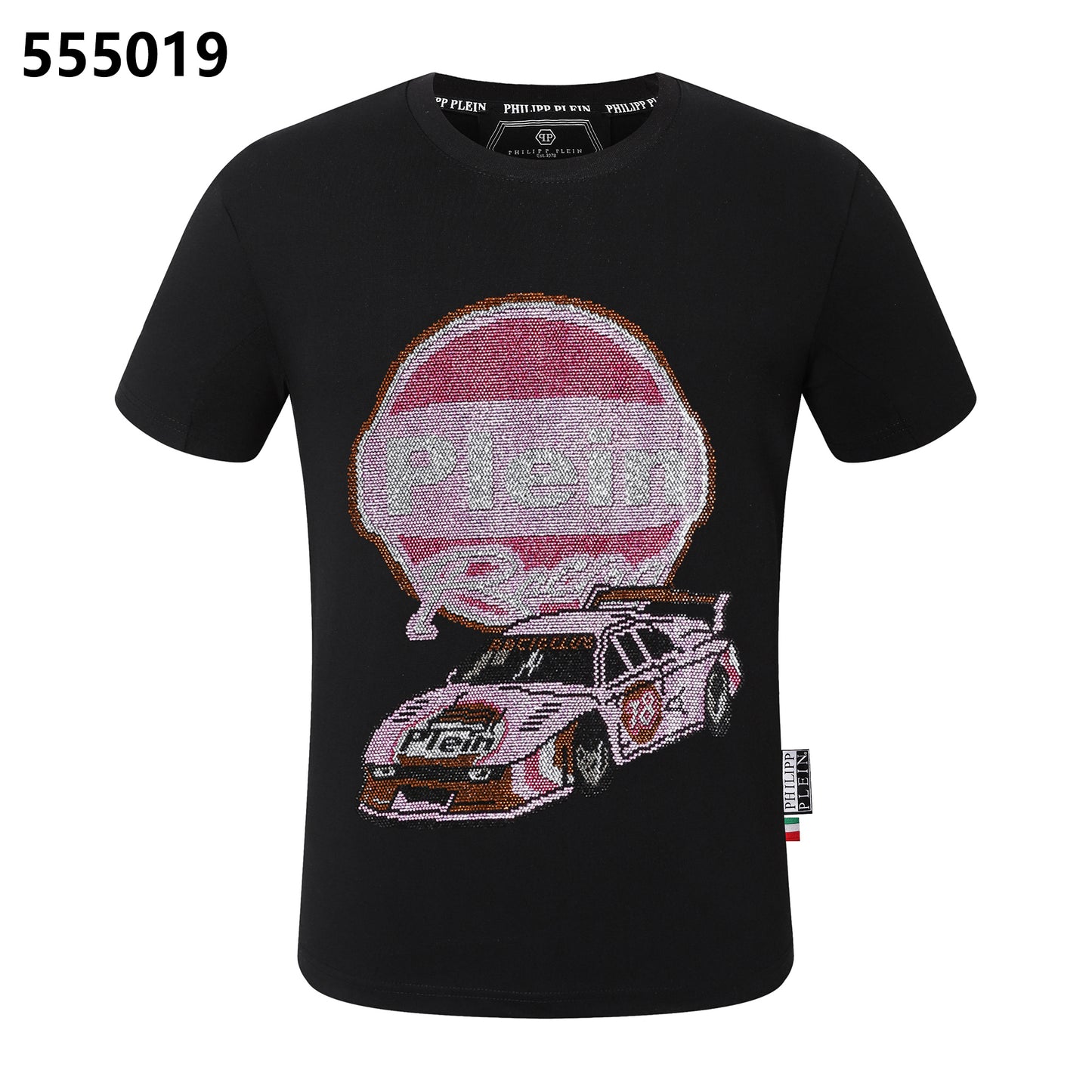 PHILIPP PLEIN Pink Race Car Print Crew Neck T-Shirt