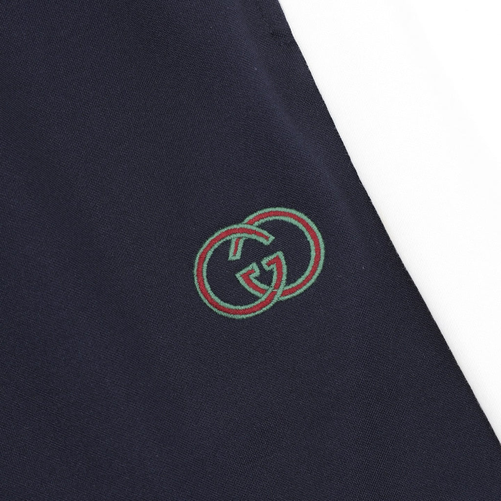 Gucci 26SS ブルー＆ホワイト ツートーン 刺繍ロゴ ショーツ
