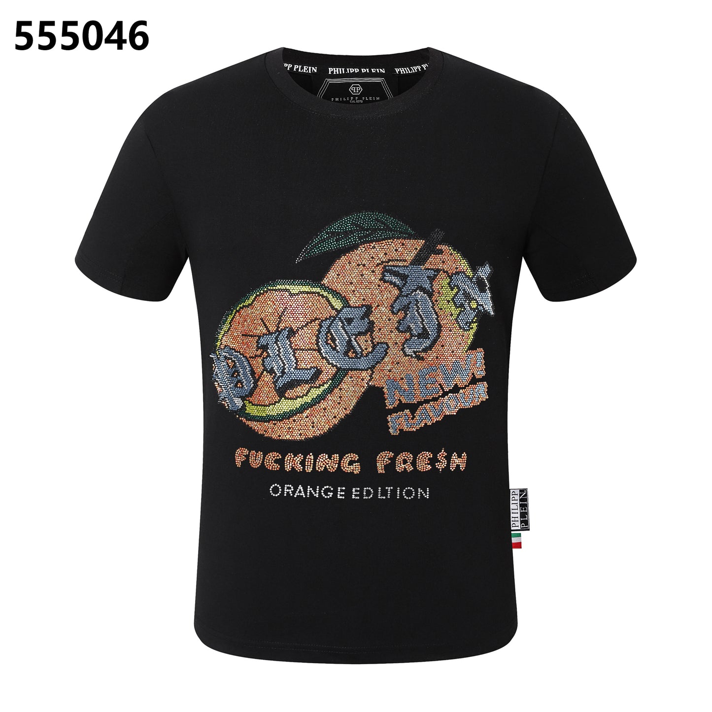 PHILIPP PLEIN Round-Neck T-Shirt with Orange Print