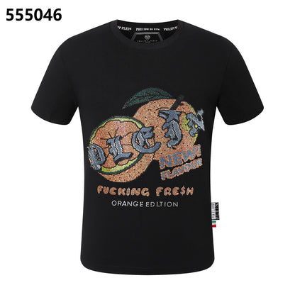 PHILIPP PLEIN Round-Neck T-Shirt with Orange Print