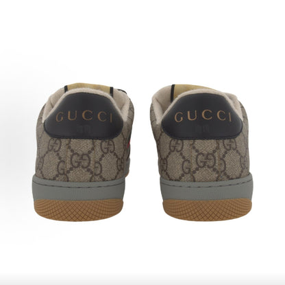 GUCCI Screener “Dirty” Sneakers GG Enamel  Men's Ebony