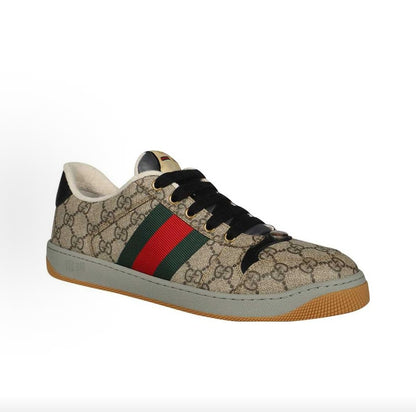 GUCCI Screener “Dirty” Sneakers GG Enamel  Men's Ebony