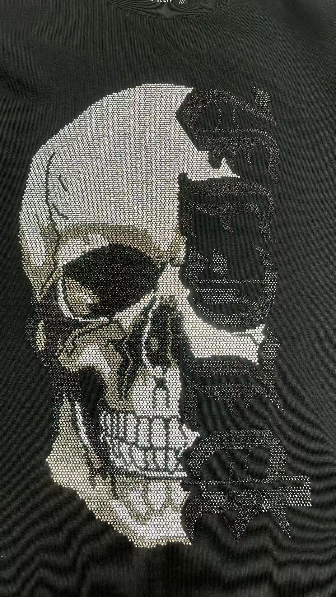 PHILIPP PLEIN 해골 프린트 크루넥 티셔츠