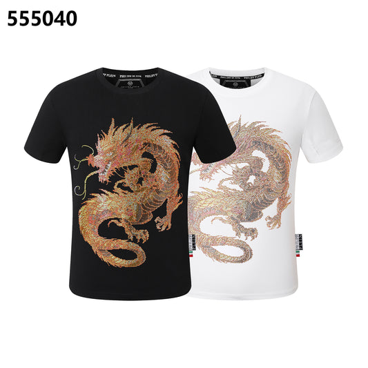 PHILIPP PLEIN Round-Neck T-Shirt with Dragon Design