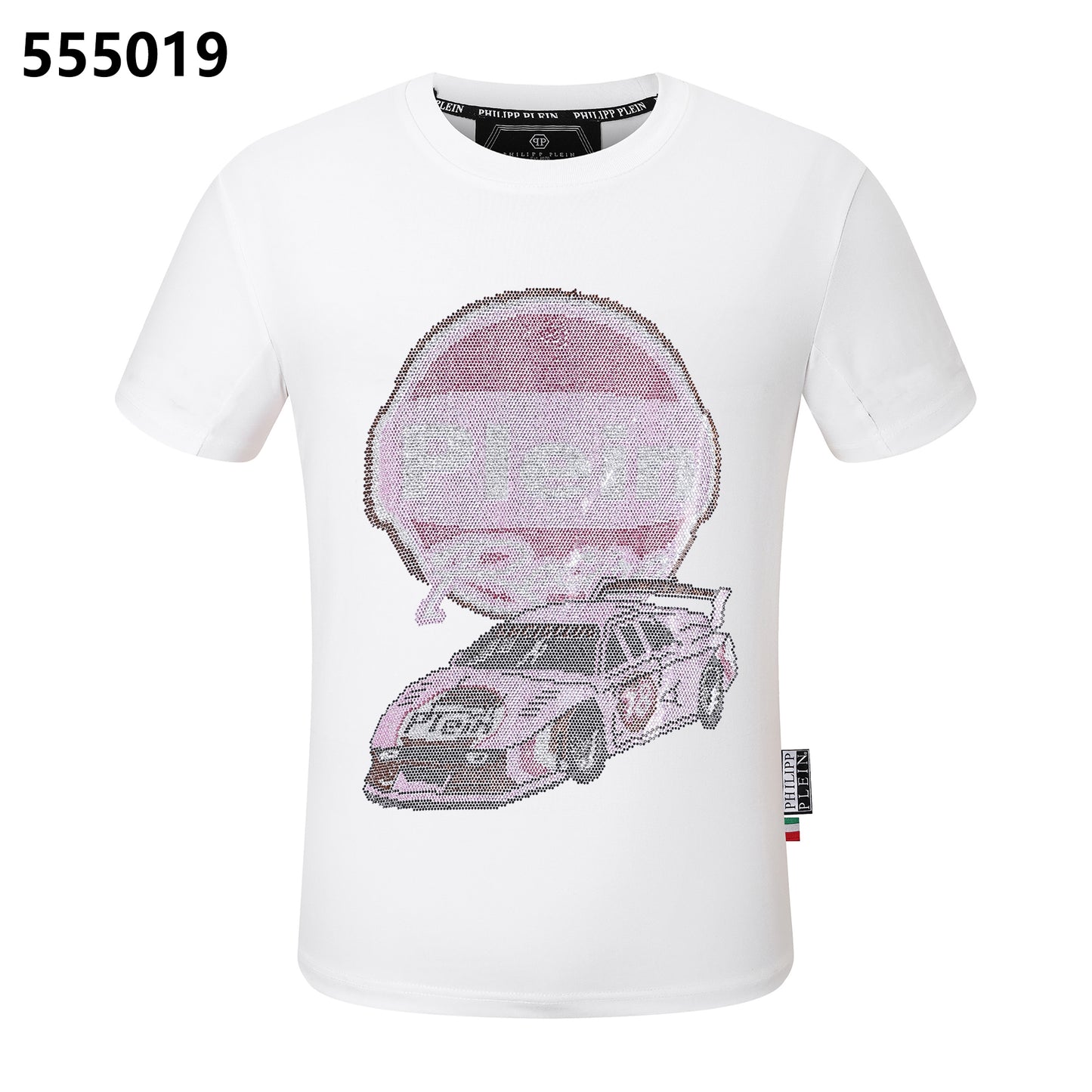 PHILIPP PLEIN Pink Race Car Print Crew Neck T-Shirt